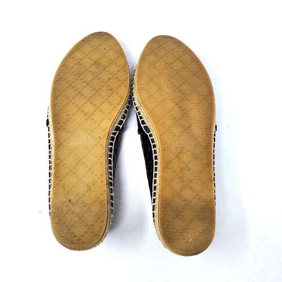 Gucci Microguccissima Signature Espadrilles Leather Black Spain Size 37.5 US 7.5 - Picture 8 of 14